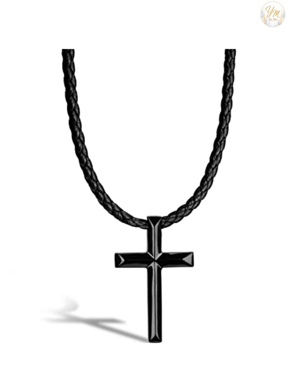 Genuine Leather Braided Necklace Matte Stainless Steel Pendant